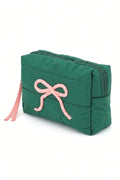 Pink Bow Quilted Puffer Pouch