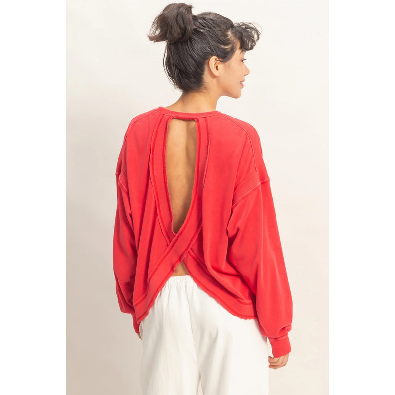 Kate Oversized Cross Detail Open Back Sweatshirt