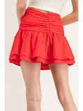 Ribbon Tie Ruched Skort