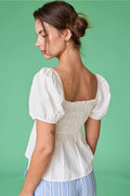 Sarah Smocked Stripe Top