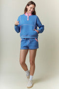 Youth Quilted Contrast Stitching Shorts by Peach Love California