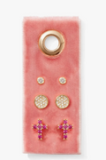 Pink Pave Cross Velvet Stud Gift Set