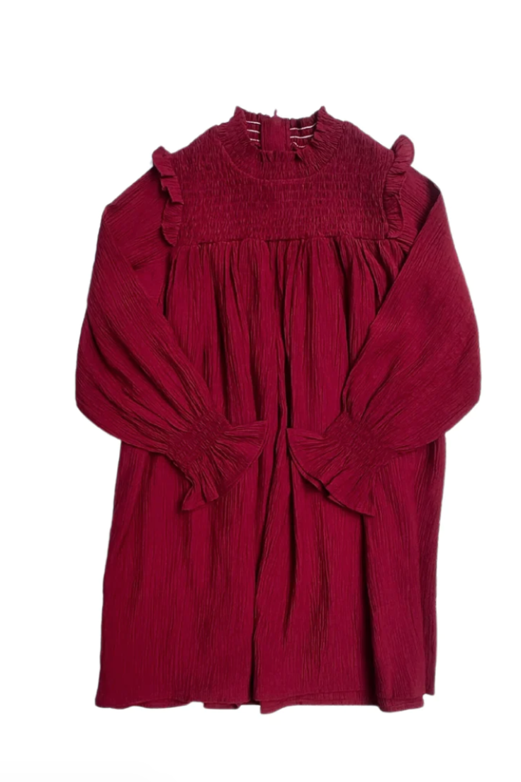 The Lottie Dress in Red Crinkle by Pleat