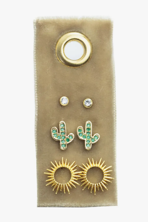 Cactus Velvet Stud Gift Set