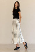 POLKA Dot Satin Midi Skirt