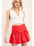 Ribbon Tie Ruched Skort
