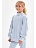 Girls Cotton Terry Mock Neck Sweatshirt