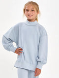 Girls Cotton Terry Mock Neck Sweatshirt