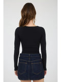 Square Neck Long Sleeve Knit Shirt