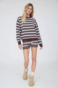Stripe Ribbed Waist Knit Shorts