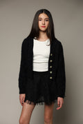 Eyelash V-Neck Button Down Cardi by TENLY