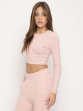 Rib Long Sleeve Crop Top by Kaveah