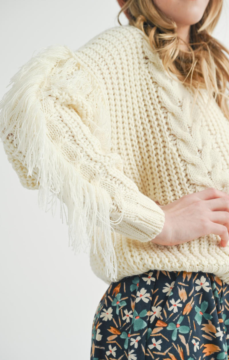 Tween Carter Fringe Sweater by Sadie & Sage