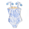 Tropical Blues Tween Smocked One Piece Swimsuit