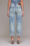Ella Vintage Wash Cuffed Wide Leg Jean by HIDDEN