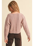 Girls Wavy Knitwear Pull Over in Mauve