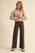 Girls Wavy Knitwear Pull Over in Mauve