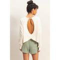 Cross Detail Open Back Long-Sleeve Top