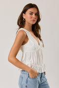 V-Neckline Top With Lace Trim