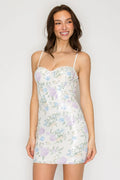 The Bailey Floral Sequin Sweetheart Dress