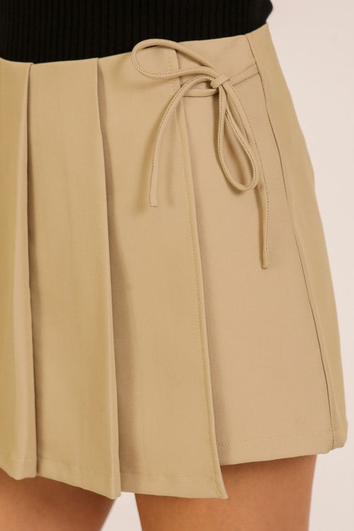 Pleated Wrap Mini Skort