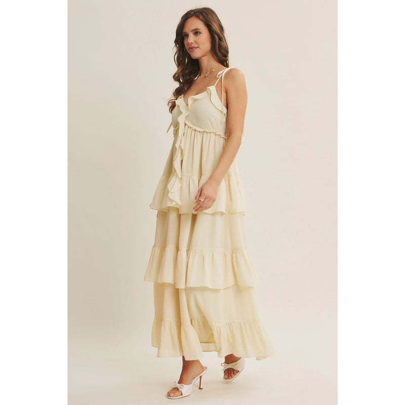Raye Ruffled Wool Dobby Maxi Dress
