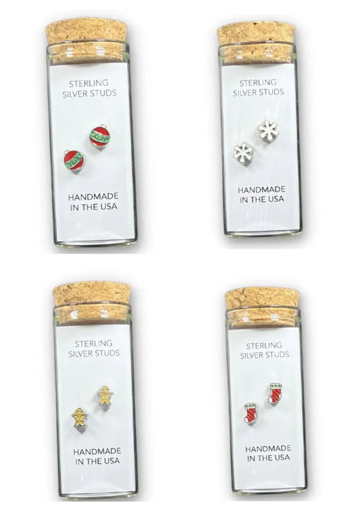 Sterling Silver Holiday Stud Earrings